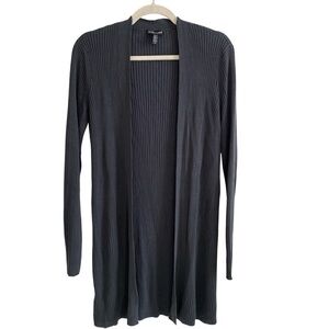 EILEEN FISHER 100% Tencel Dark Gray Ribbed Cardigan Size M